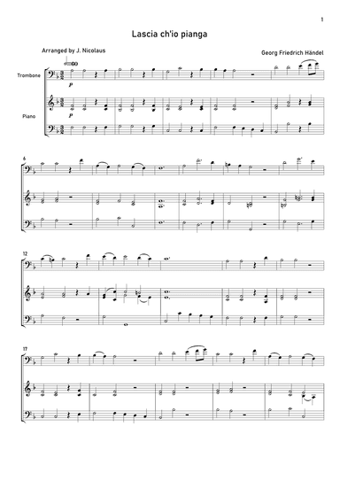Lascia ch'io pianga (arr. John Nicolaus)