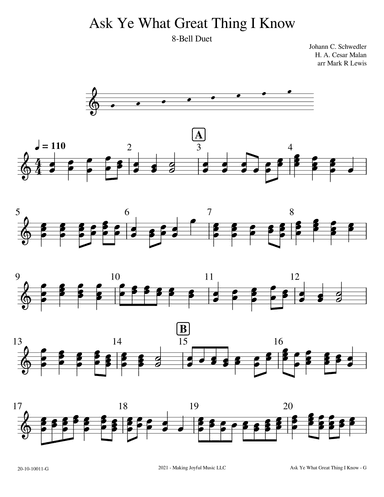 Ask Ye What Great Thing I Know - 8 Bell Ensemble (G5-G6) (arr. Mark R Lewis)