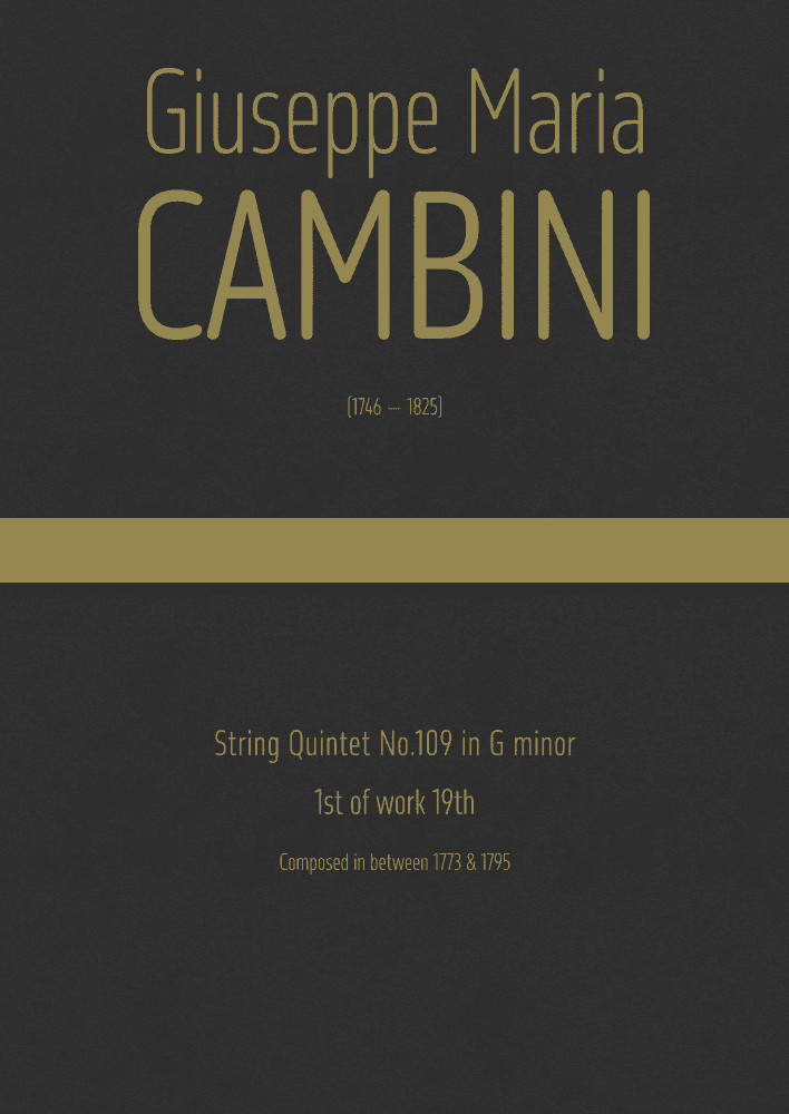 Cambini - String Quintet No.109 in G minor ; 1st of work 19th (arr. J.G. Cucó Barber)