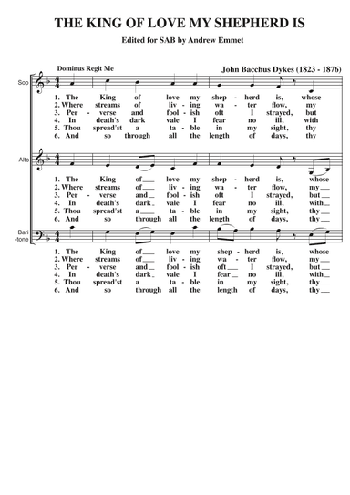 The King Of Love My Shepherd Is A Cappella SAB (arr. Andrew Emmet)