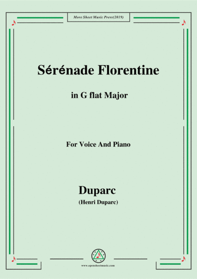 Duparc-Sérénade Florentine in G flat Major,for Violin and Piano (arr. MSM)