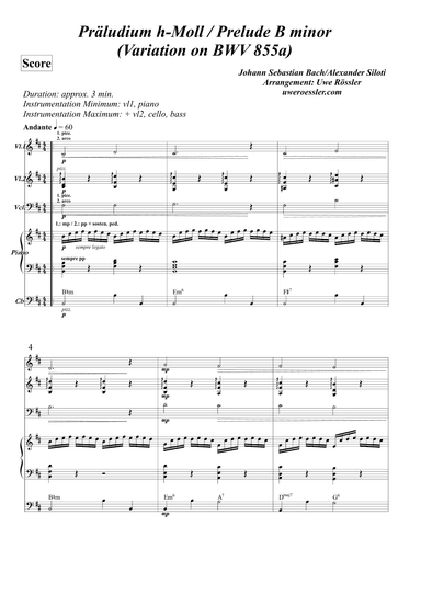 Präludium h-Moll / Prelude b minor BWV 855a Bach / Siloti (arr. Uwe Rössler Roessler Rassler)