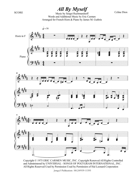 All By Myself (arr. James M. Guthrie, ASCAP)