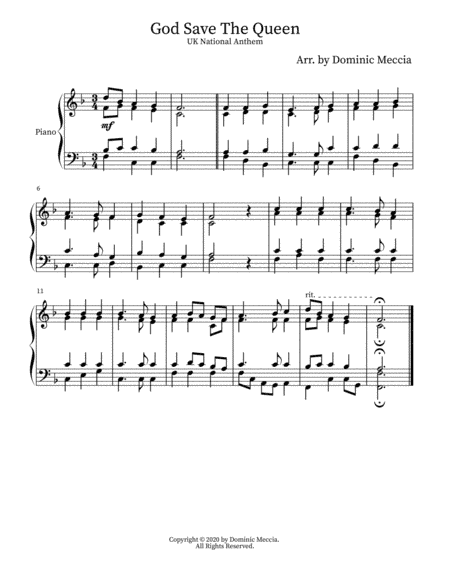 God Save The Queen (arr. Dominic Meccia)