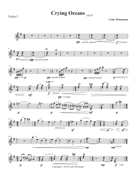 "Crying Oceans"-- Solo Violin Part