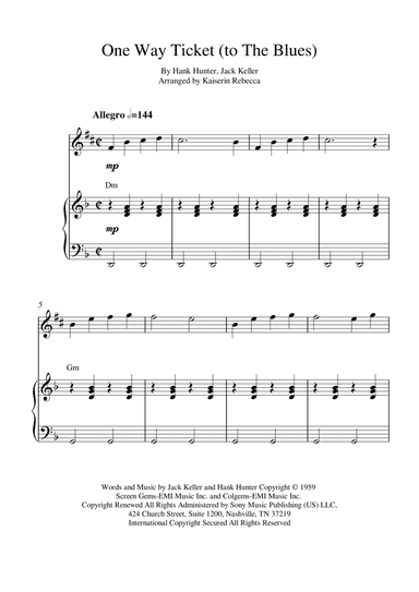 One Way Ticket (to The Blues) (arr. Kaiserin Rebecca)