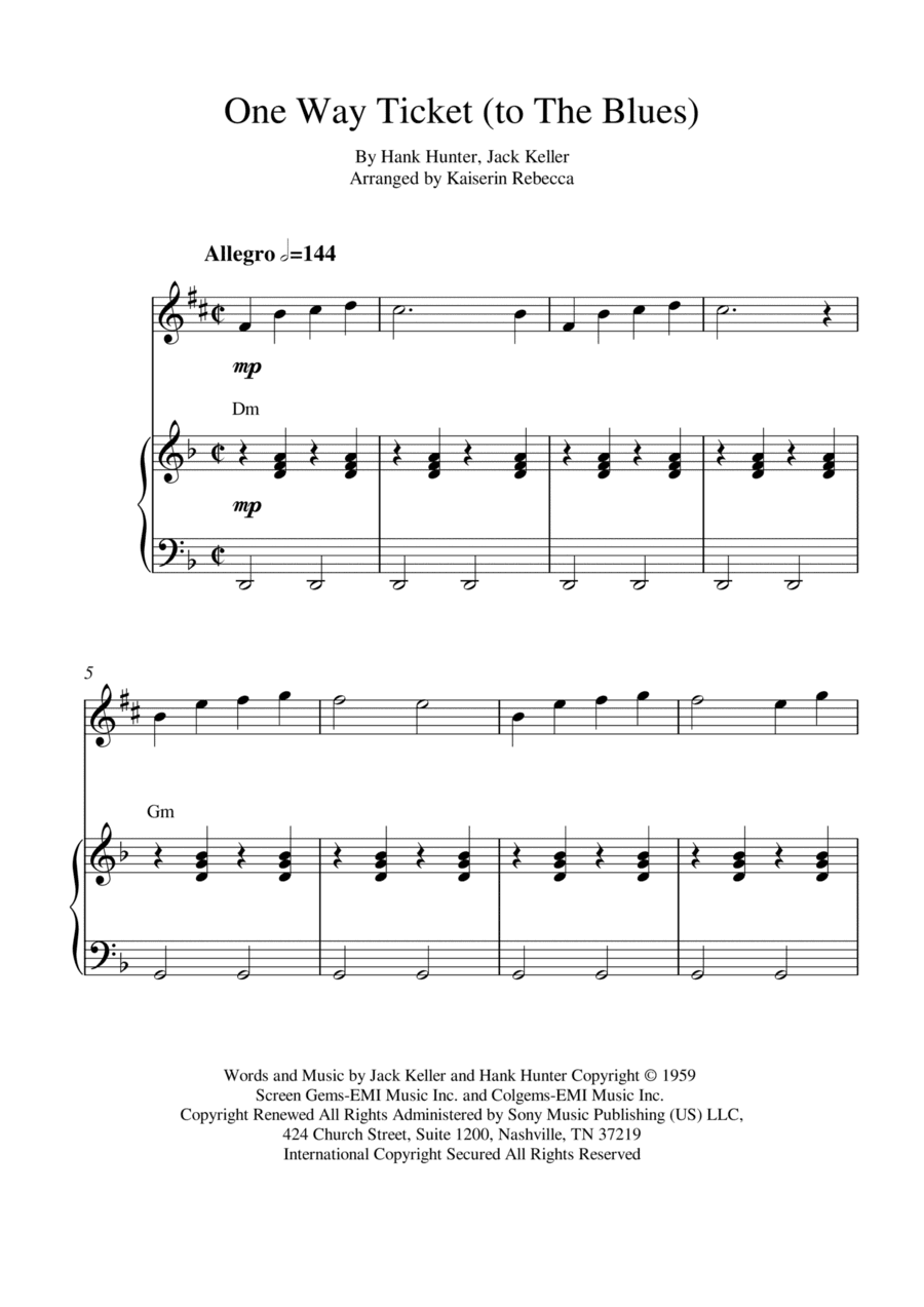 One Way Ticket (to The Blues) (arr. Kaiserin Rebecca)
