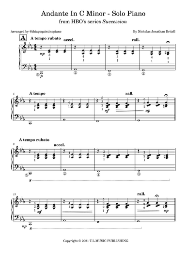 Andante In C Minor - Solo Piano (arr. @thiagoquintinopiano)