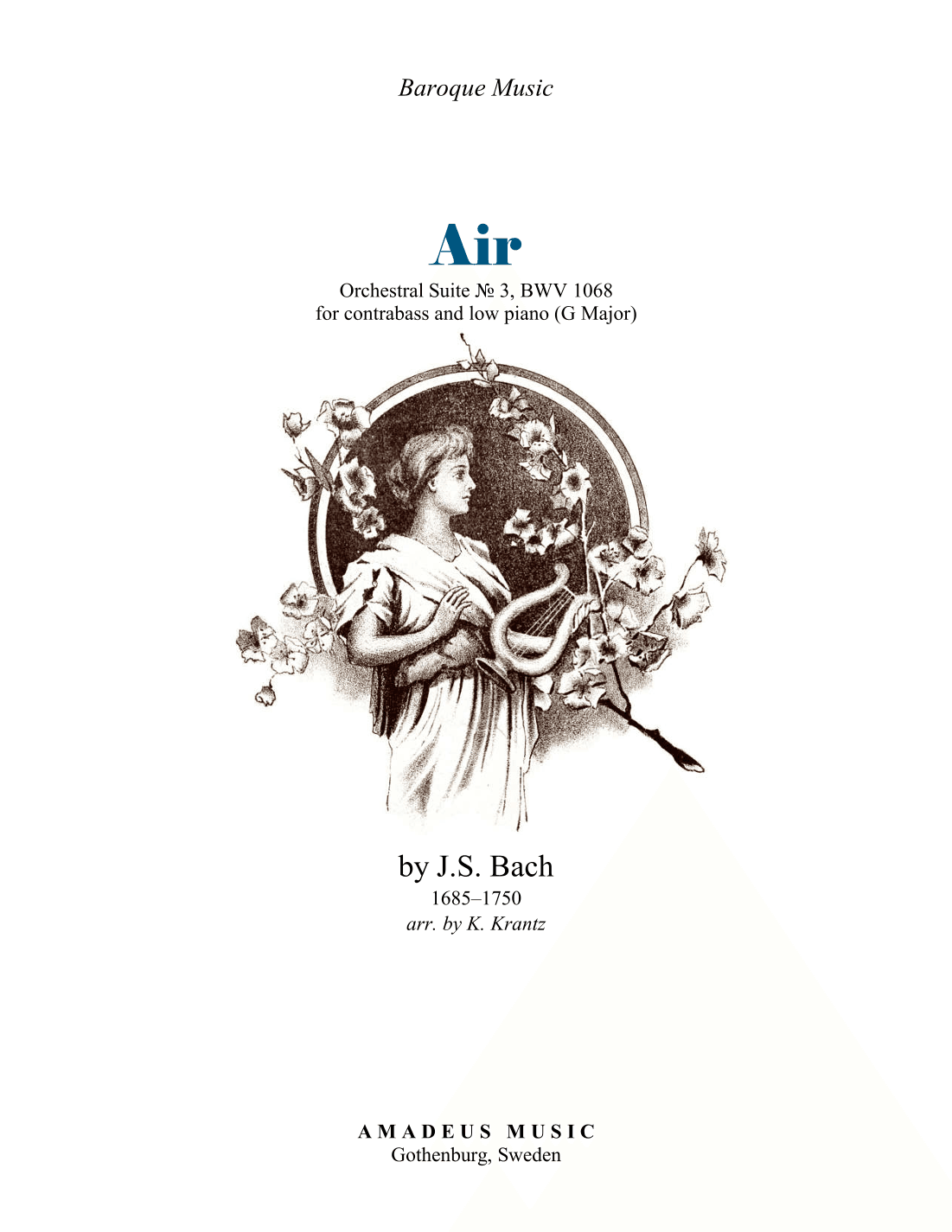 Air (on the G string) BWV 1068 for contrabass in Bb and low piano (arr. K. Krantz)