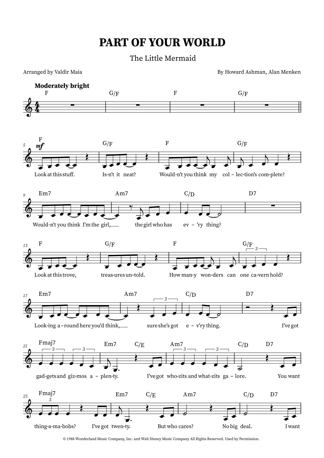 Part Of Your World (arr. Valdir Maia)
