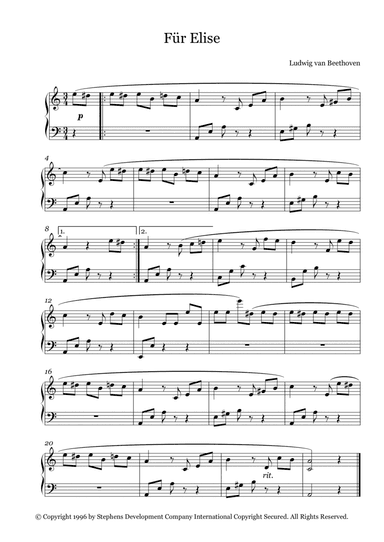 Für Elise Piano (arr. Fernanda Moura)