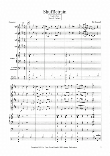 Shuffle Train for 4 Trumpets and Band