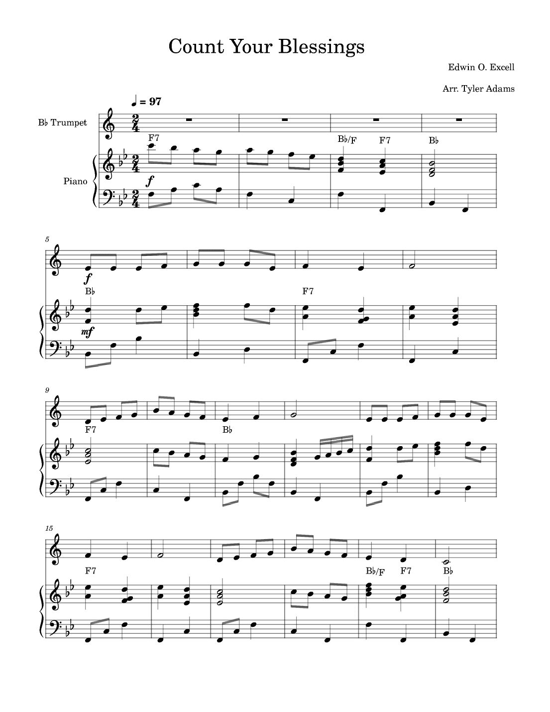 Count Your Blessings (Trumpet Solo and Piano) (arr. Tyler Adams)