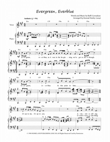 Evergreen, Everblue (arr. Konrad Harley)