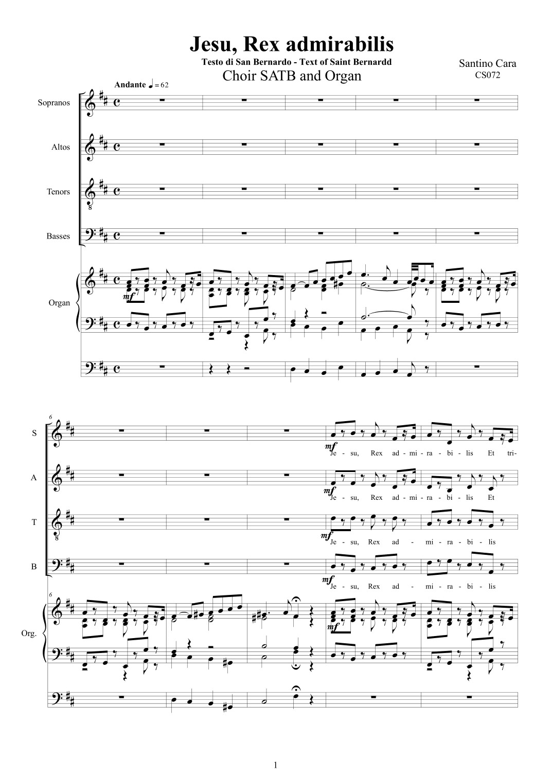 Jesu, Rex admirabilis - Choir SATB and organ