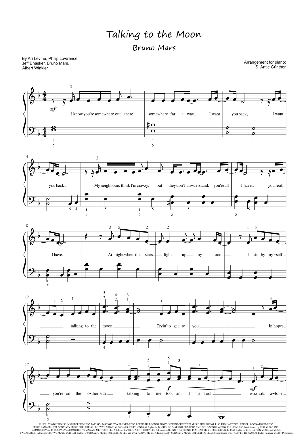 Talking To The Moon (arr. Antje Günther)