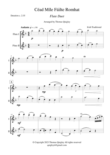Céad Míle Fáilte Romhat (arr. Thomas Quigley)