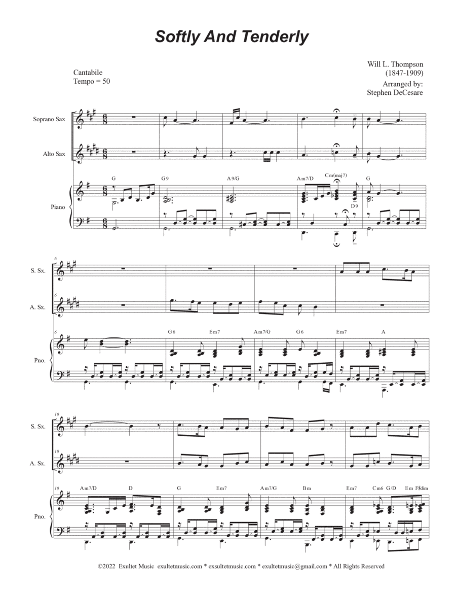 Softly And Tenderly (Duet for Soprano and Alto Saxophone) (arr. Stephen DeCesare)