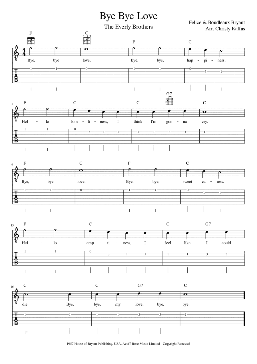 Bye Bye Love (arr. Christy Kalfas)