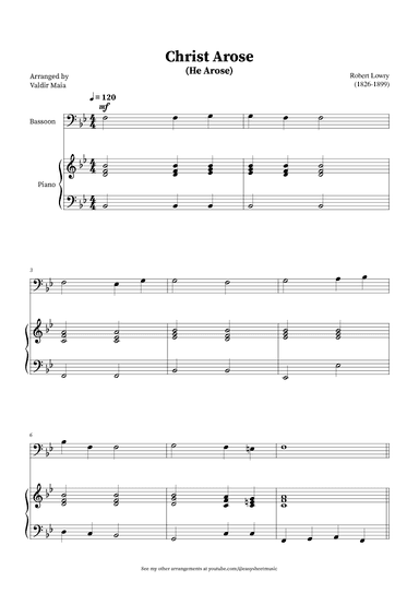 Christ Arose (He Arose) -  Bassoon and Piano (arr. Valdir Maia)