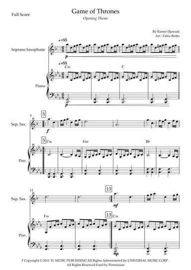 Game Of Thrones (arr. Fabio Britto)