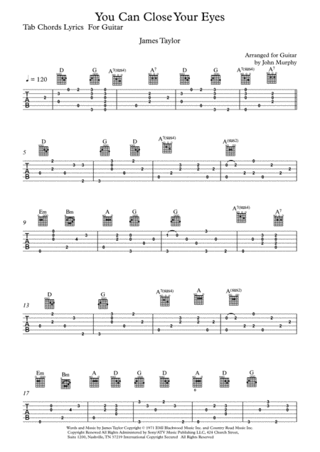 You Can Close Your Eyes (arr. John Murphy C.S.M.V.)