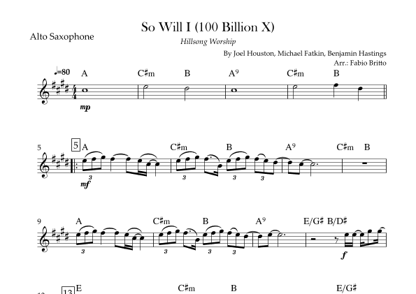 So Will I (100 Billion X) (arr. Fabio Britto)