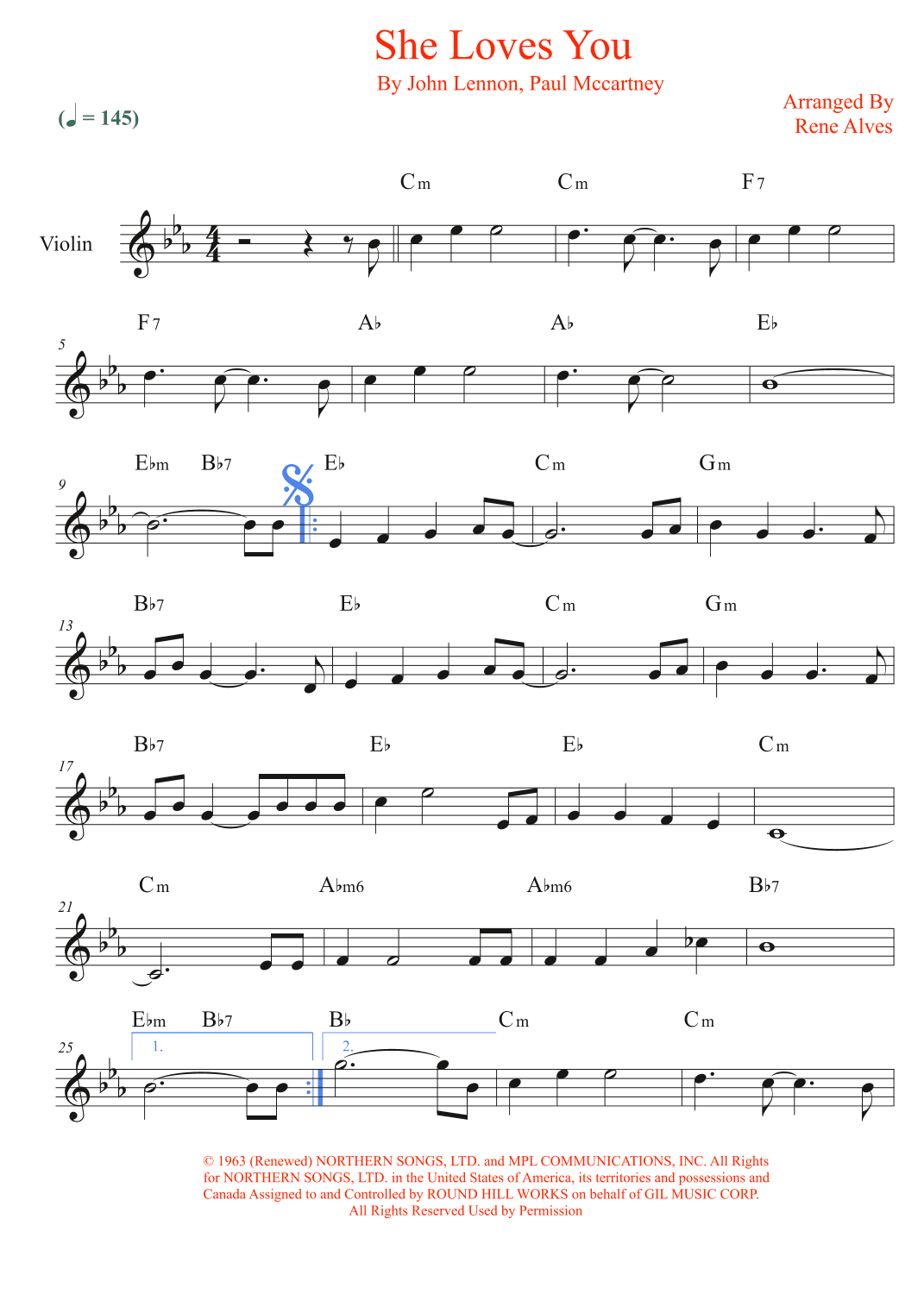 She Loves You (arr. Rene Alves)