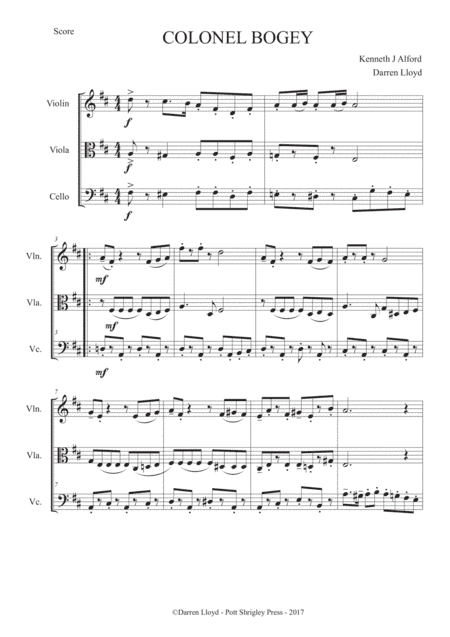 Colonel Bogey - String Trio (arr. Darren Lloyd)