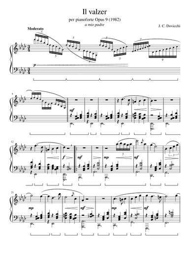 Il valzer per pianoforte Opus 9