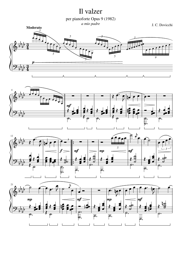 Il valzer per pianoforte Opus 9