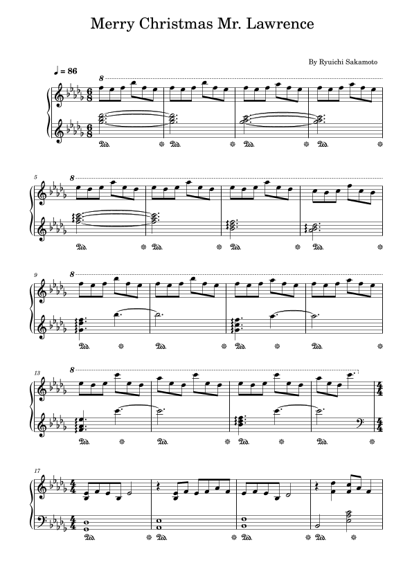Merry Christmas Mr Lawrence - Somewhere (arr. poon)