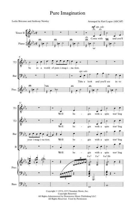Pure Imagination (arr. Karl Logue (ASCAP))