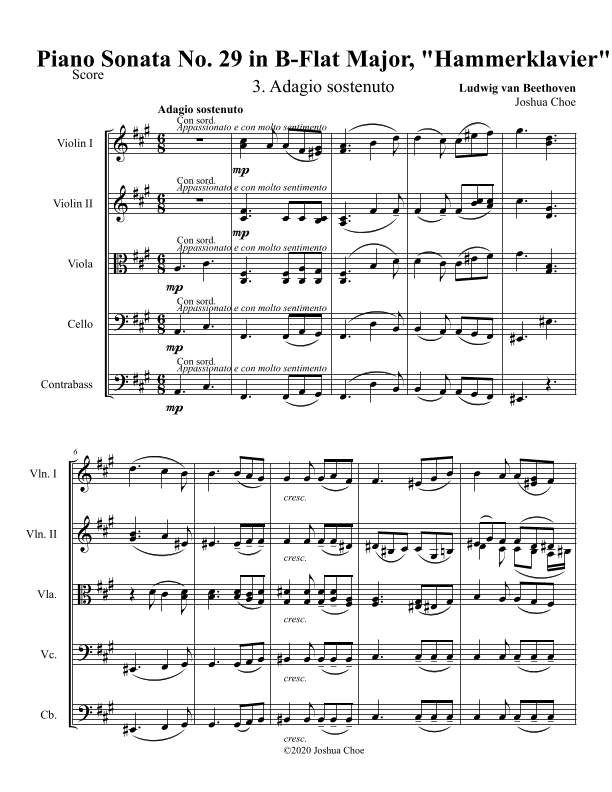 Hammerklavier Sonata, Movement 3 (arr. Joshua Choe)