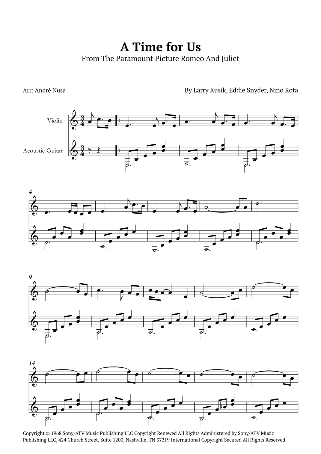 A Time For Us (love Theme) (arr. André Nusa)
