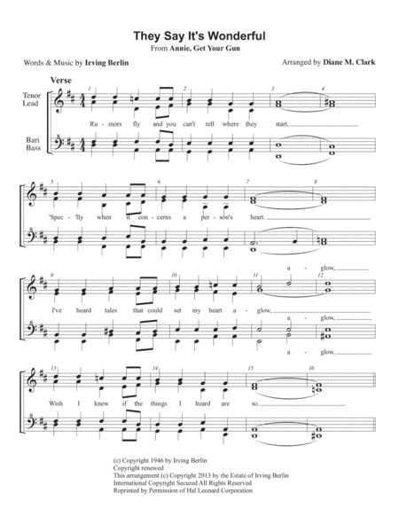 They Say It''s Wonderful (arr. Diane M. Clark)