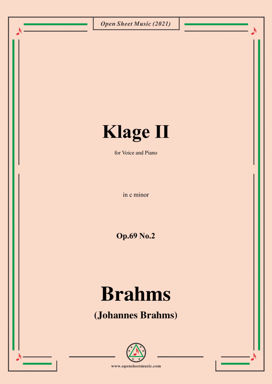 Brahms-Klage II Op.69 No.2 in c minor,for Voice and Piano (arr. MSM)