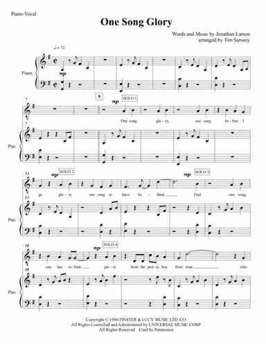 One Song Glory (arr. Tim Sarsany)