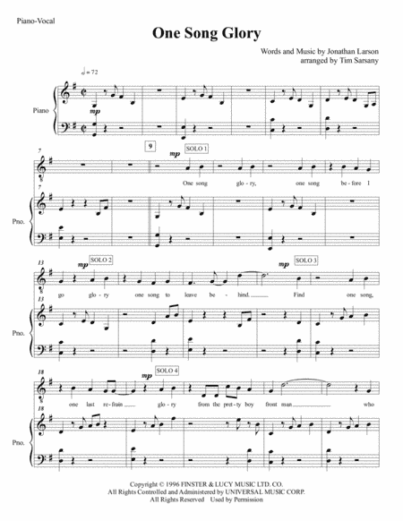One Song Glory (arr. Tim Sarsany)