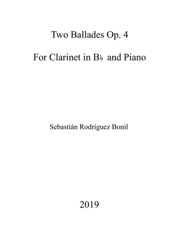 2 Ballades Op. 4 for Clarinet and Piano