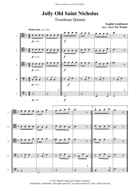 Jolly Old Saint Nicholas (arr. Gert Th. Walter)