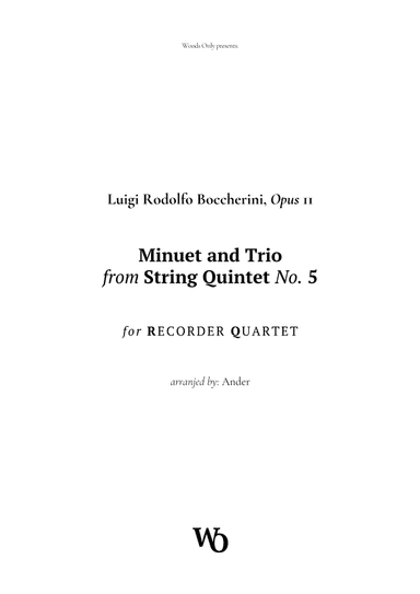 Minuet by Boccherini for Recorder Quartet (arr. Ander)