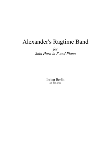 Alexander's Ragtime Band (arr. Tim Curd.)