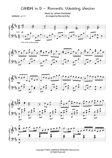 Canon In D - Romantic Wedding Version (arr. Bernard Hui)