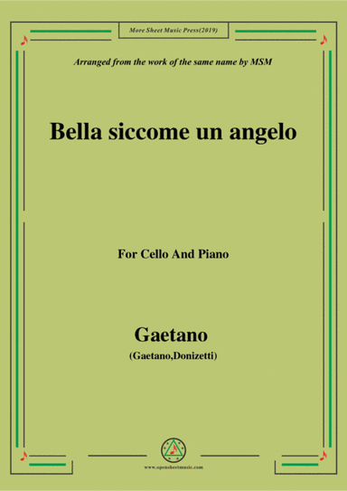 Gaetano-Bella siccome un angelo, for Cello and Piano (arr. MSM)