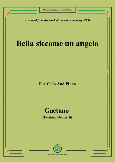 Gaetano-Bella siccome un angelo, for Cello and Piano (arr. MSM)