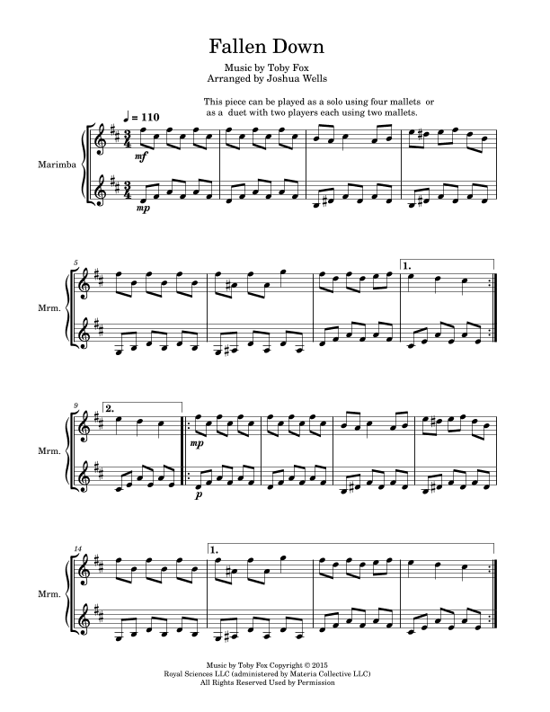 Fallen Down (arr. Joshua Wells)