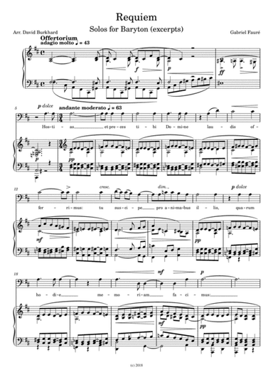 G. Fauré : Requiem, Solos for Baritone (arr. David Burkhard)