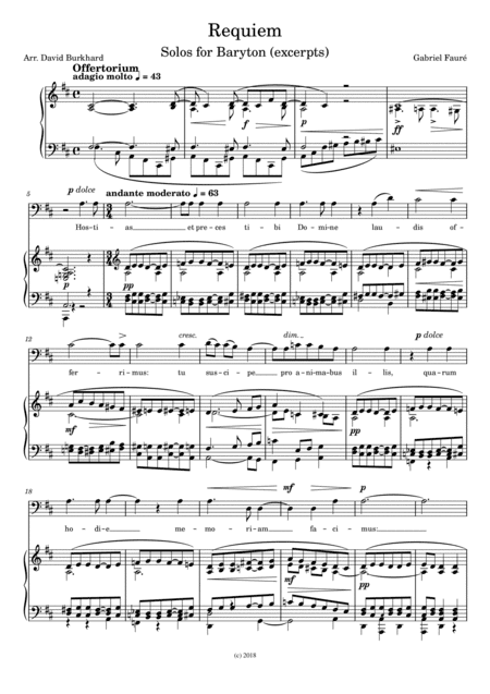 G. Fauré : Requiem, Solos for Baritone (arr. David Burkhard)