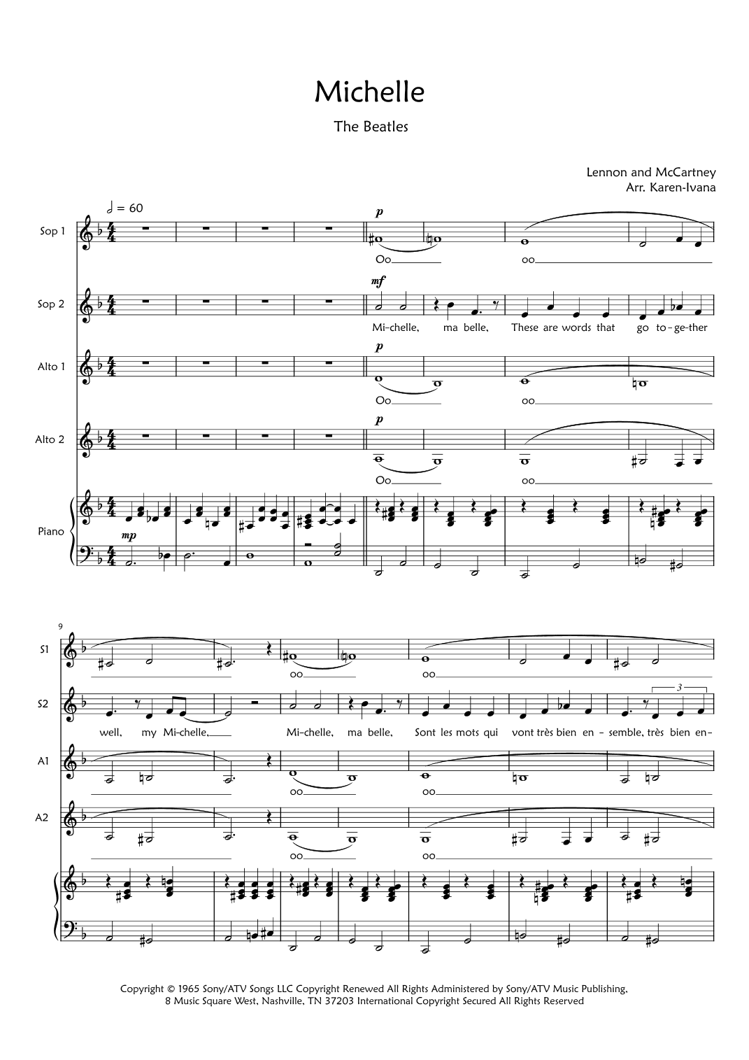 Michelle (arr. Karen Ivana)